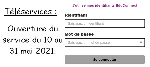 Accès Téléservices – Voeu Orientation 4eme/3eme